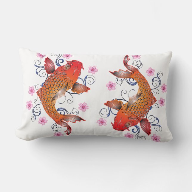 Almofada Lombar Carpa floral do koi (Frente)