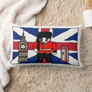 Almofada Lombar Cartoon britânico Badger com Big Ben e Flag