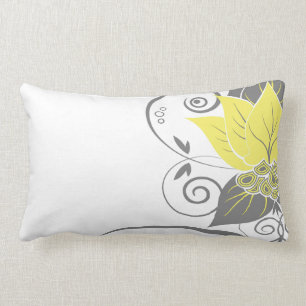 Almofada Lombar Carvão vegetal amarelo floral abstrato do Fishnet