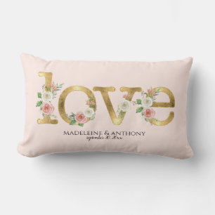 Almofada Lombar Casamento Amor Nomes Personalizados Aquarela Flora