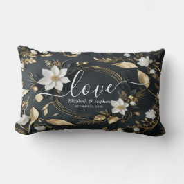 Almofada Lombar Casamento Dourado e preto branco Elegante