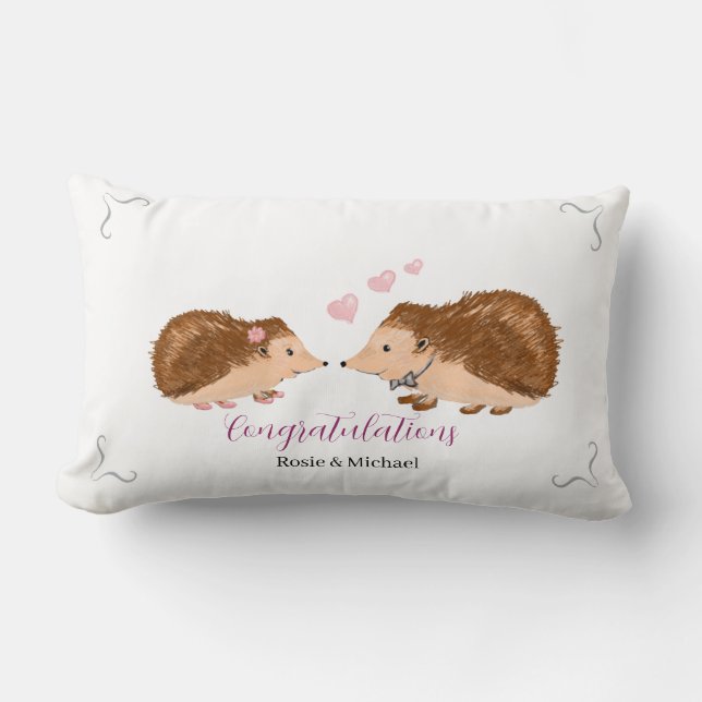 Almofada Lombar Casamento romântico ou noivado de Hedgehog (Frente)