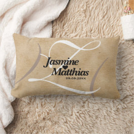 Almofada Lombar Casamento Rustic Elegant Vintage Monograma Burlap