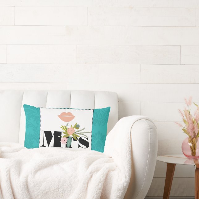 Almofada Lombar Casamento tema damasco de Chartreuse Turquoise Mod (Sofá)