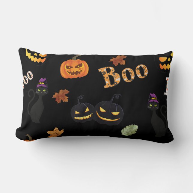 Almofada Lombar Cat Boo Halloween (Frente)