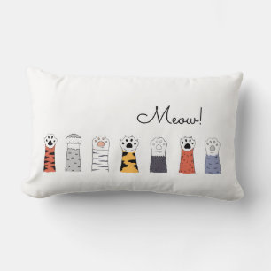 Almofada Lombar Cat Paws MEOW Pet Amam o Decor Divertido Colorido