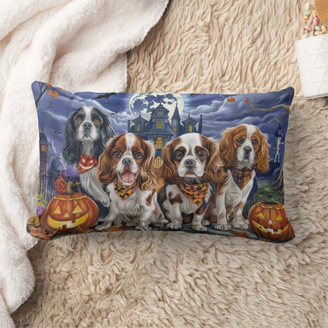 Almofada Lombar Cavalier King Charles Spaniel Halloween Assustador (Cobertor)