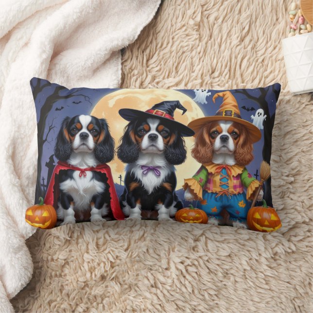 Almofada Lombar Cavalier King Charles Spaniel Pumpkin Halloween (Cobertor)