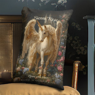 Almofada Lombar Cavalo Marcado Vintage Renascença Dourada Unicórni