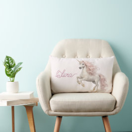 Almofada Lombar Cavalo-marinho Branco Customizado com crina rosa f