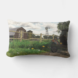 Almofada Lombar Celeiro vermelho velho e travesseiro decorativo