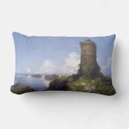 Almofada Lombar Cena Costeira Italiana com Torre Arruinada