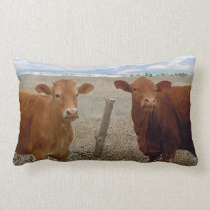 Almofada Lombar Cena rural das vacas vermelhas ocidentais bonito