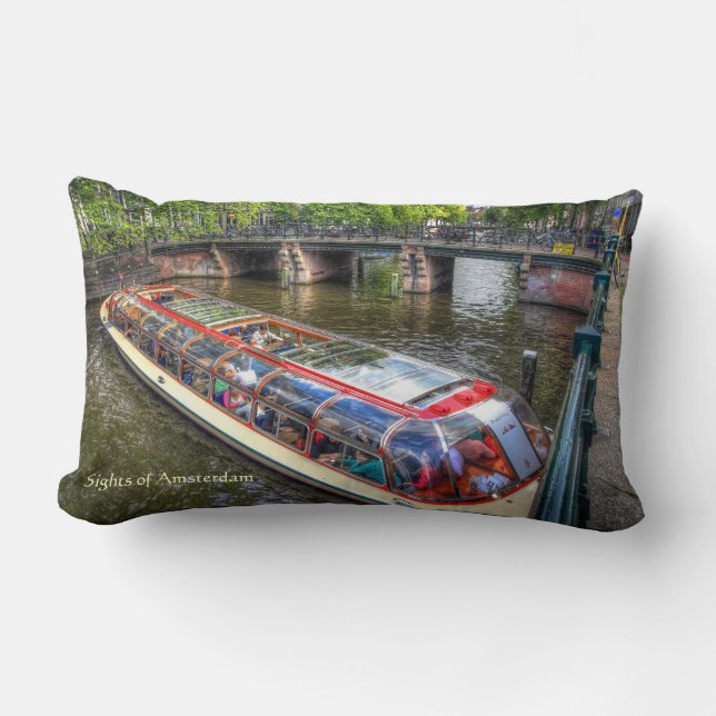 Almofada Lombar Cena Típica do Canal de Amsterdã, Sights of Amster (Frente)