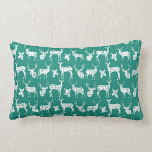 Almofada Lombar Cerceta brilhante e travesseiro decorativo branco