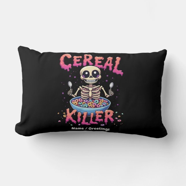 Almofada Lombar Cereal Killer Breakfast Cereal Engraçado Skeleton (Frente)