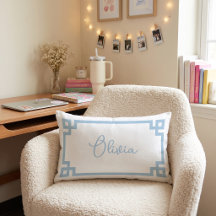 Céu Azul e Branco Monograma com Nome Personalizado