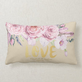 Almofada Lombar Chá de casamento Chic Watercolor Boho Floral Feath