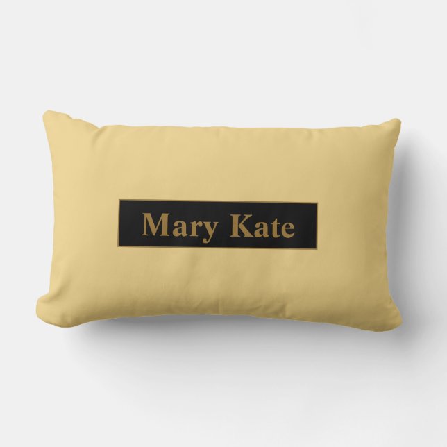 Almofada Lombar Champanhe com nome Dourado Travesseiro lombar (Frente)