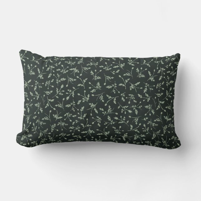 Almofada Lombar Charcoal Black Modern Farmhouse Daisy Buds Pattern (Frente)