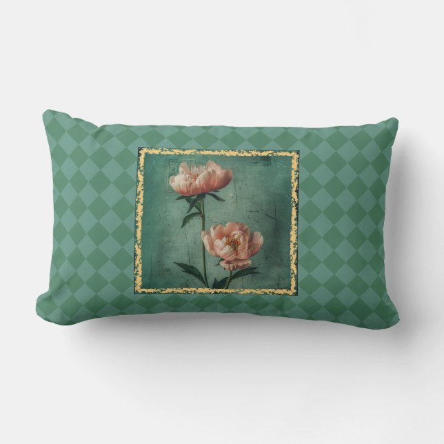 Almofada Lombar Charming Cottage Style Peony Impressão (Frente)