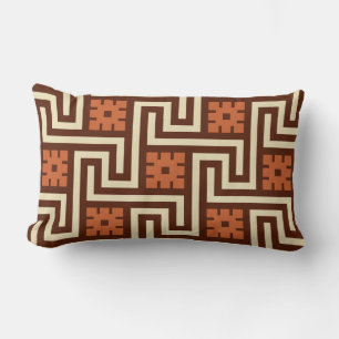 Almofada Lombar Chave grega, Brown, bege e oxidação de Deco