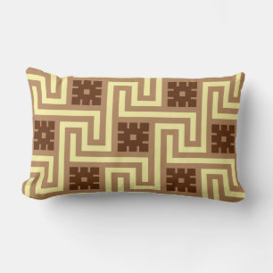 Almofada Lombar Chave Grega Deco, Tan, Marrom e Amarelo