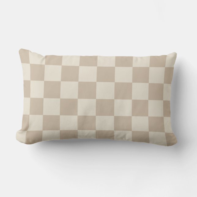 Almofada Lombar Checkerboard castanho e bege (Frente)