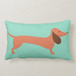 Almofada Lombar Cheerful Dachshund<br><div class="desc">Travesseiro decorativo com um dachshund. Perfeito como presente de inauguração de casa ou para iluminar um canto de sua própria casa. © Humor 4 Cuz</div>