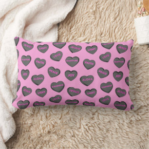 Almofada Lombar Cheio de Corações de Amor Padrão - Rosa preto
