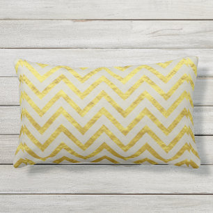 Almofada Lombar Chevron Cinza De Folha De Ouro, Chic Real
