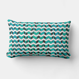 Almofada Lombar Chevron Tiger Black and Teal Impressão