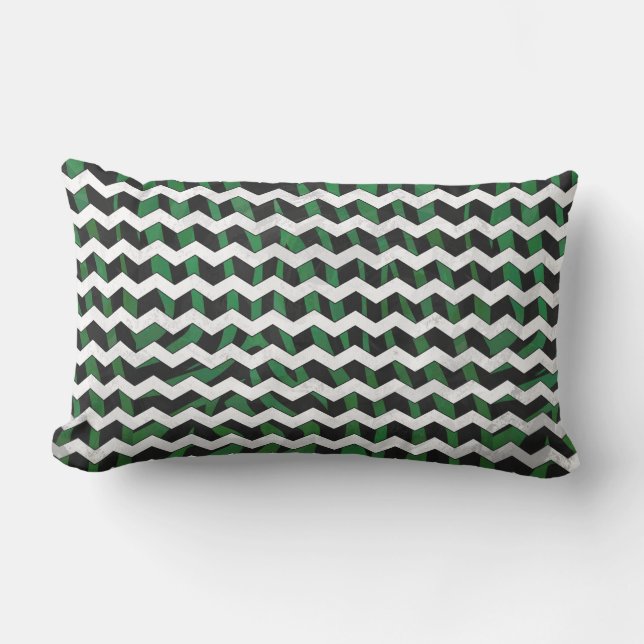 Almofada Lombar Chevron Zebra Black e Green Impressão (Frente)