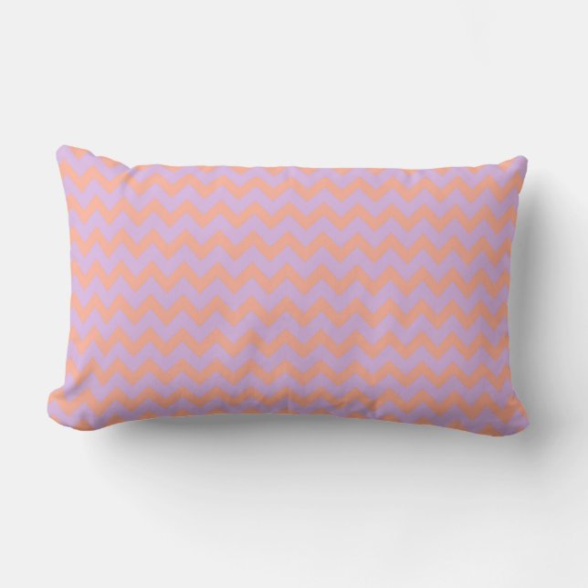 Almofada Lombar Chevron Zig Zag Padrão Pastel Lilac Peach Preppy (Frente)