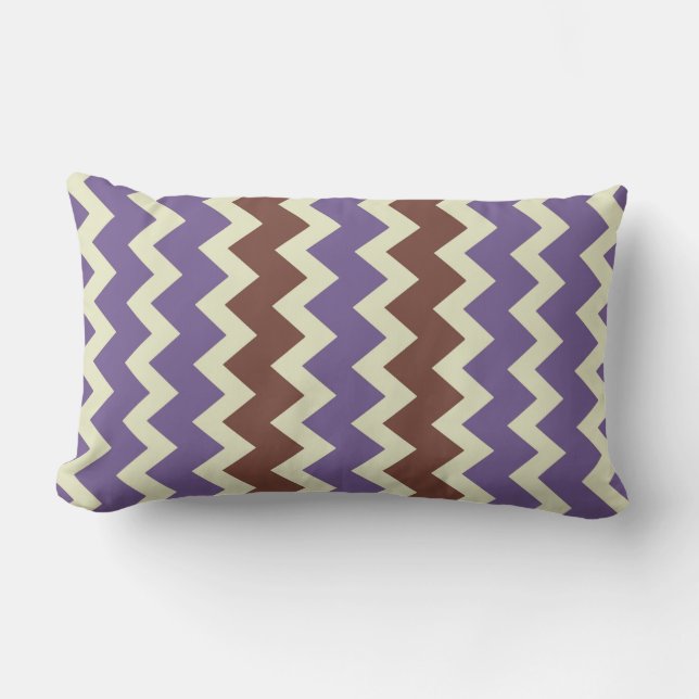 Almofada Lombar Chevron zigzag verde-claro, pálido, castanho roxo (Frente)