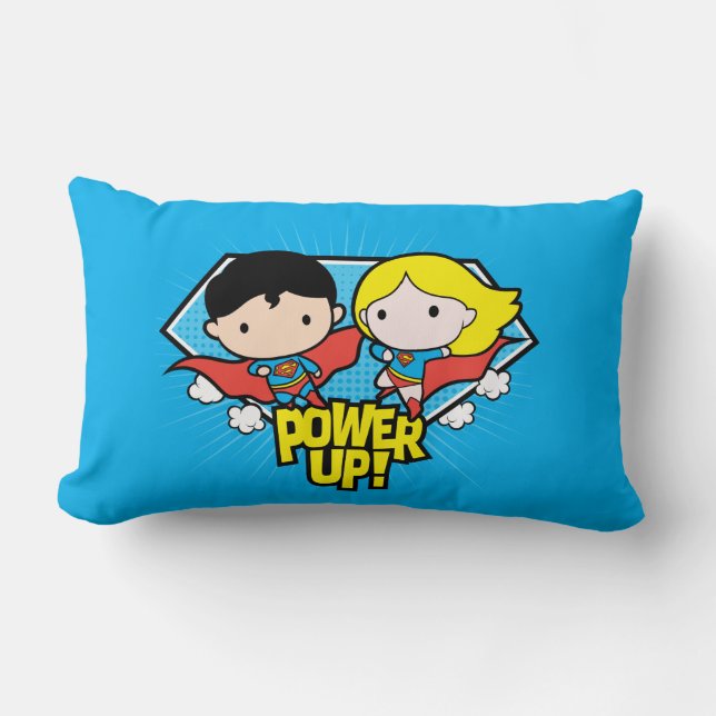 Almofada Lombar Chibi Superman e Chibi Supergirl Ligam! (Frente)