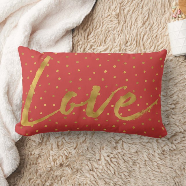 Almofada Lombar Chic Gold Red Dots Love (Cobertor)