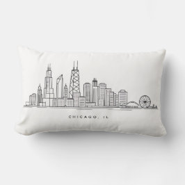 Almofada Lombar Chicago IL Cityscape Illustration