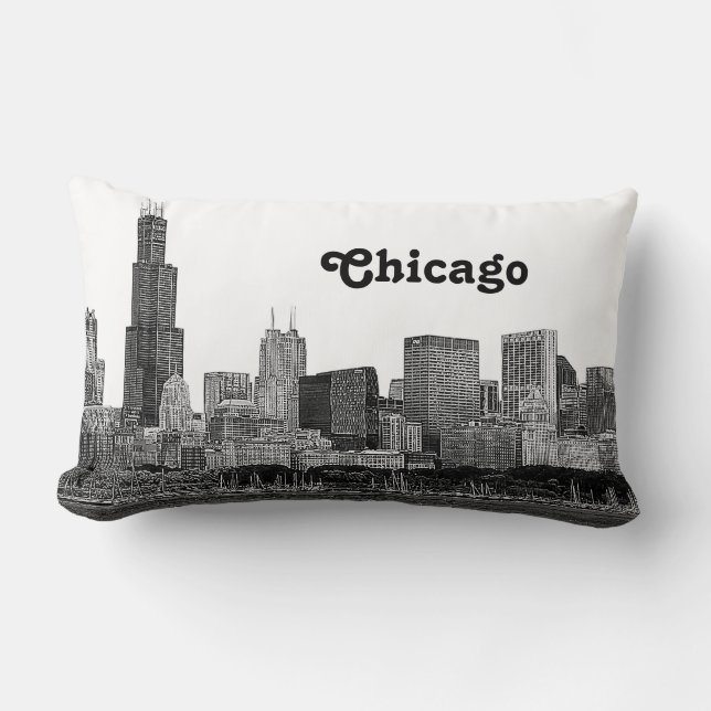 Almofada Lombar Chicago Skyline Etch (Frente)