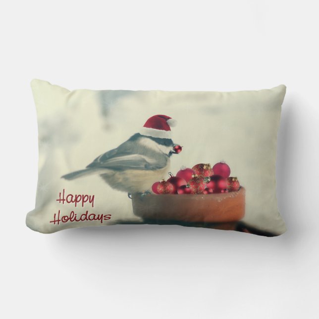 Almofada Lombar Chickadee adorável do feriado (Frente)
