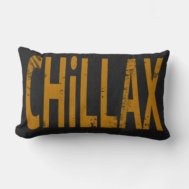Almofada Lombar Chillax Skateboard Word Art Black  Yellow (Frente)