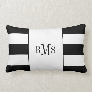 ALMOFADA LOMBAR CHIQUE LISTRAS PRETAS & BRANCAS DE PILLOW_MODERN