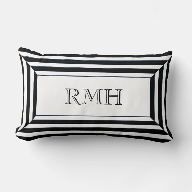 ALMOFADA LOMBAR CHIQUE PILLOW_BLACK & LISTRAS BRANCAS COM (Frente)