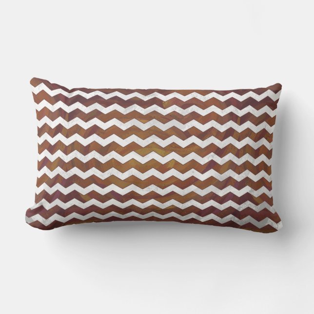Almofada Lombar Chocolate Carmel Swirl Chevron Patterno (Frente)