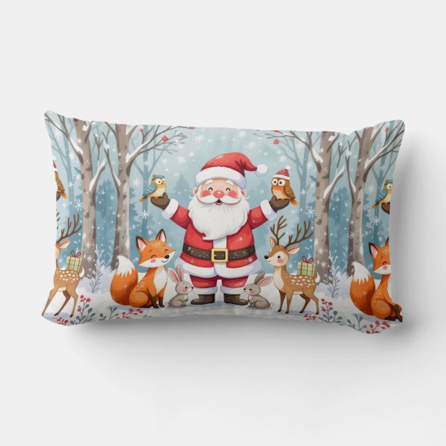 Almofada Lombar Christmas Animals Throw Pillow (Verso)