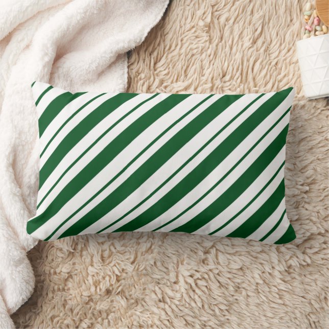 Almofada Lombar Christmas Candy Cane Stripes in Green and White  (Cobertor)