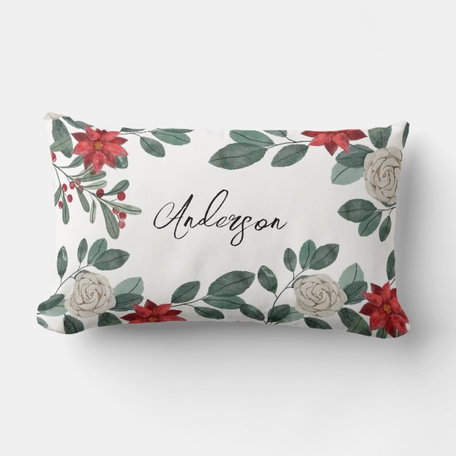 Almofada Lombar Christmas Greenery Berries  (Frente)