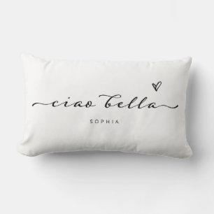 Almofada Lombar Ciao Bella Script Moderno Italiano com Coração