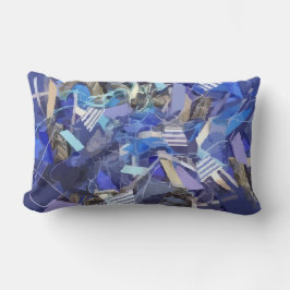 Almofada Lombar Cinza branca indigo azul faixas geométricas de abs