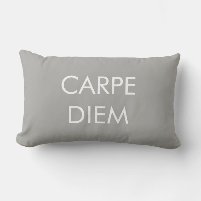 Almofada Lombar Cinza Carpe Diem - Latim Branco (Frente)
